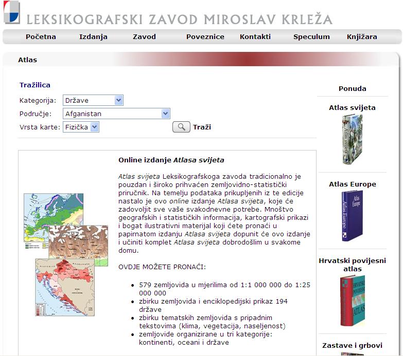 Online izdanje Atlasa svijeta</b>Leksikografskog zavoda MK